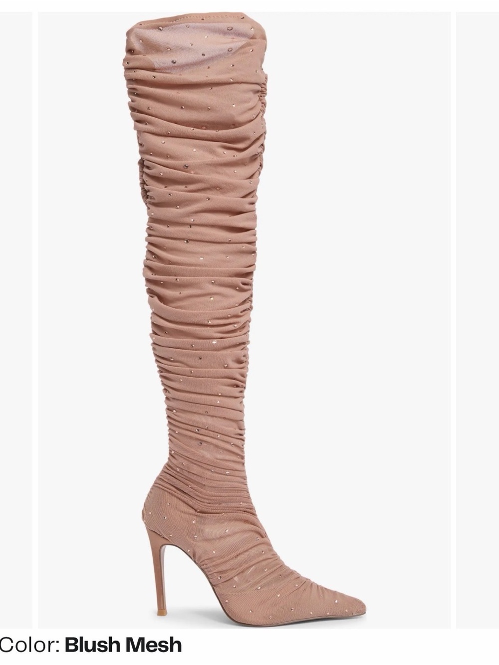 Steve Madden Rashida Blush Mesh Ruched Over-the-Knee Stiletto Boots 8.5 - Picture 4 of 13